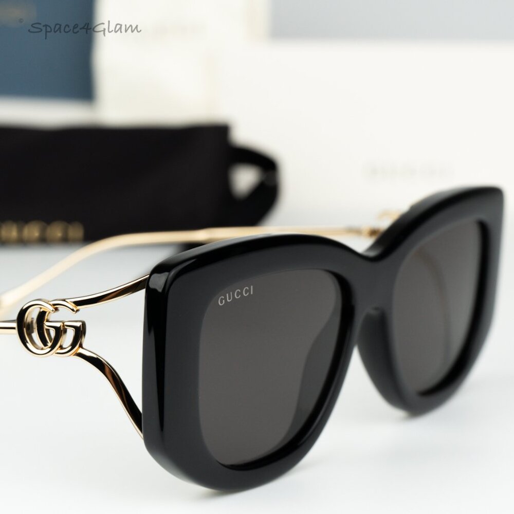 Gucci Women Sunglasses Black Gold Grey Butterfly GG1566S 001 BRAND NEW - Picture 6 of 9